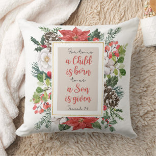 Jesaja 9:6 Voor ons een Kind is Geboren Kerstmis Kussen