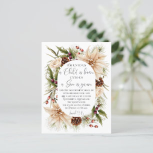 Jesaja 9:6 Voor ons Kerst Ovaal Bloemen Lijst Briefkaart