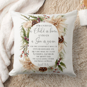 Jesaja 9:6 Voor ons Kerst Ovaal Bloemen Lijst Kussen