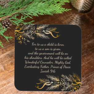 Jesaja 9:6 Voor ons wordt een kind met Kerstmis ge Vierkante Sticker