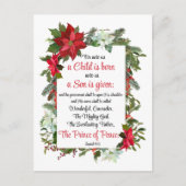 Jesaja 9:6 Vredevorst Kerstmis Poinsettia Briefkaart (Voorkant)