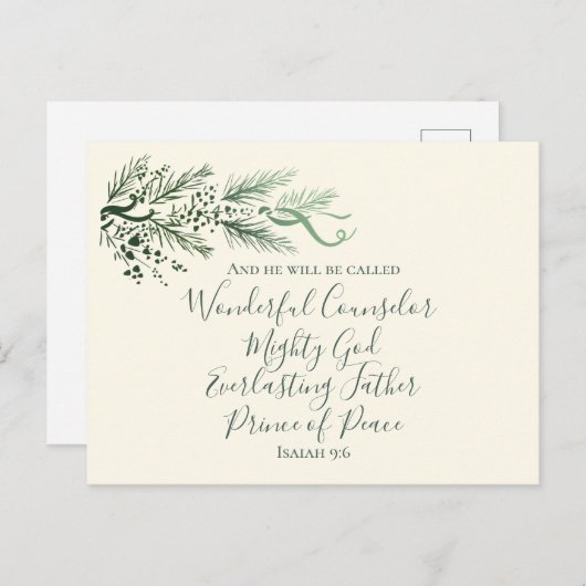 Jesaja 9:6 Vredevorst Moderne Pijnboom Kerstmis Feestdagenkaart (Voorkant / Achterkant)