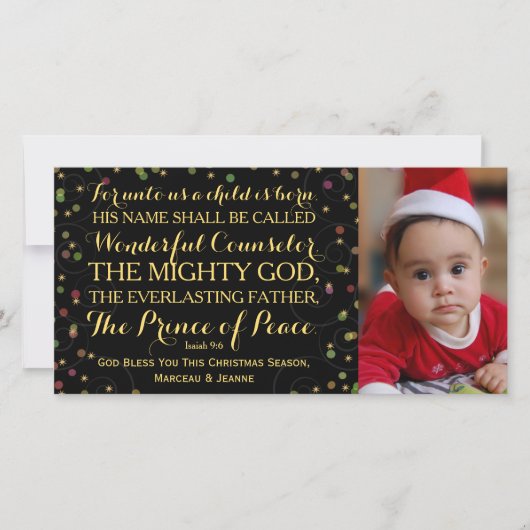 Jesaja 9:6 Want ons is een kind geboren Feestdagenkaart (Voorkant)