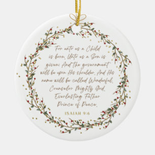 Jesaja 9:6 Want ons is een Kind Kerstmis Christeli Keramisch Ornament