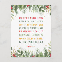 Jesaja 9:6 Want voor ons wordt een kind met Kerstm Briefkaart