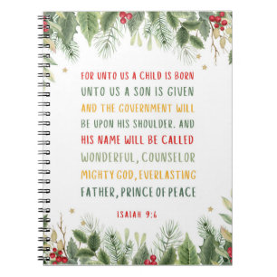 Jesaja 9:6 Want voor ons wordt een kind met Kerstm Notitieboek