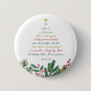 Jesaja 9:6 Want voor ons wordt een kind met Kerstm Ronde Button 5,7 Cm