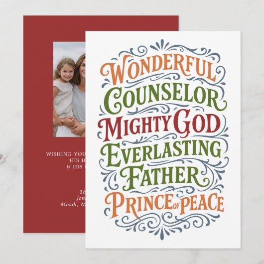 Jesaja 9 Kerst Bijbel Verse Vakantiefoto Feestdagenkaart (Voorkant / Achterkant)