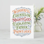 Jesaja 9 Kleurrijke kerstbijbelvers Feestdagenkaart (Staand voorkant)