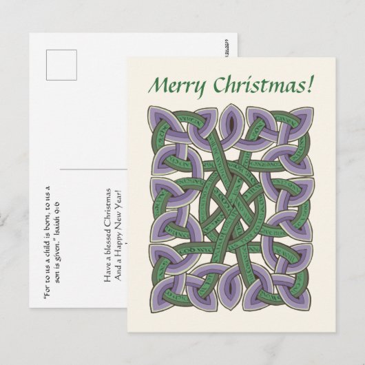 Jesaja Bijbelvers in de Schotse Keltische knoop Feestdagenkaart (Voorkant / Achterkant)