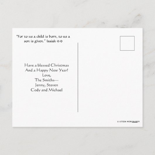 Jesaja Bijbelvers in de Schotse Keltische knoop Feestdagenkaart (Achterkant)