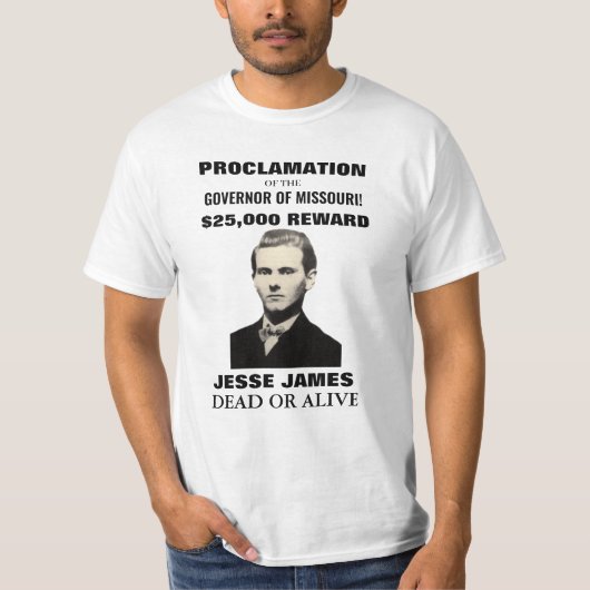 Jesse James $25.000 Gezocht Poster Mannen T-shirt (Voorkant)