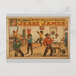 Jesse James, 'Dit geld behoort tot mij' Vintage Briefkaart