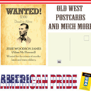 Jesse James Gezocht Vogelvrij 🚨 Wild West VS Post Briefkaart