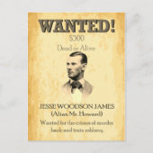 Jesse James Gezocht Vogelvrij 🚨 Wild West VS Post Briefkaart (Voorkant)