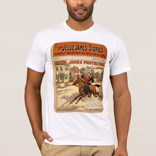 Jesse James Outlaw Bank Robber Comic Book T-shirt (Voorkant)
