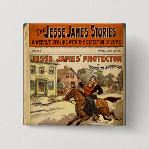 Jesse James Outlaw Bank Robber Comic Book Vierkante Button 5,1 Cm