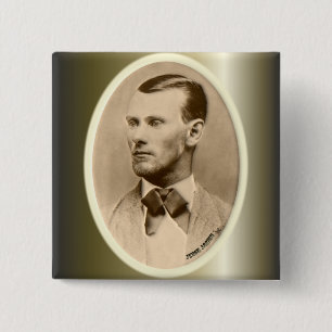 Jesse James Outlaw Bank Robber Vierkante Button 5,1 Cm