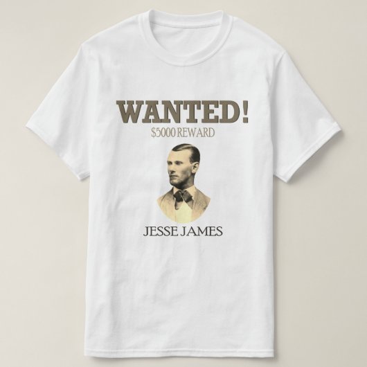 Jesse James Wanted Outlaw 🚨 Wild West Verenigde S T-shirt (Design voorkant)