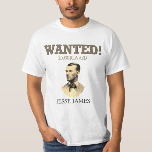 Jesse James Wanted Outlaw 🚨 Wild West Verenigde S T-shirt (Voorkant)