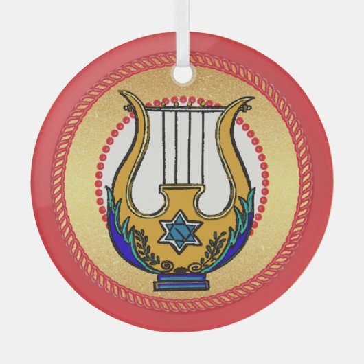 Jesse Tree David's Harp Glas Ornament (Voorkant)