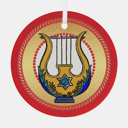 Jesse Tree David's Harp Glas Ornament (Achterkant)