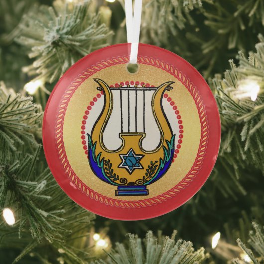 Jesse Tree David's Harp Glas Ornament (Insitu)