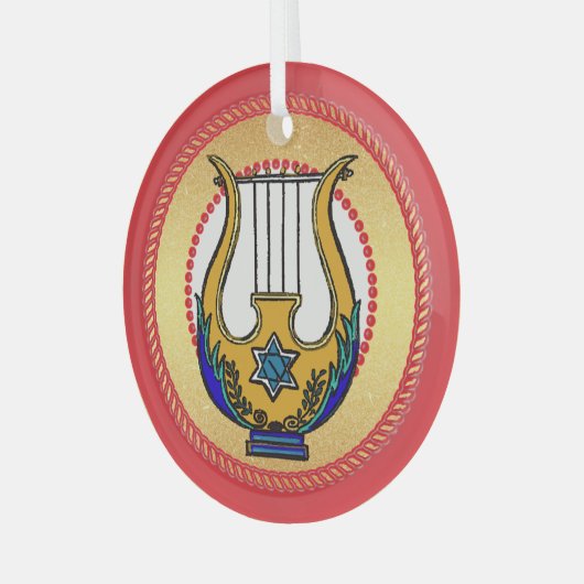 Jesse Tree David's Harp Glas Ornament (Voorkant links)