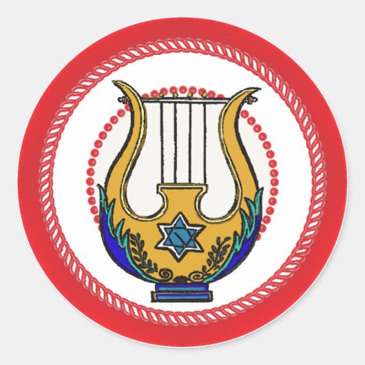 Jesse Tree David's Harp Ronde Sticker (Voorkant)