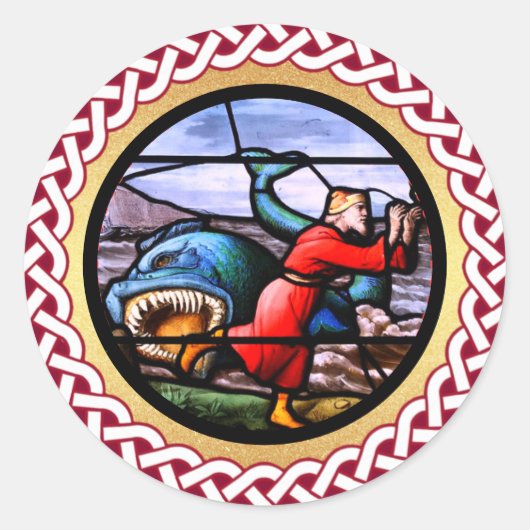 Jesse Tree Jonah en Whale Day 17 Ronde Sticker (Voorkant)