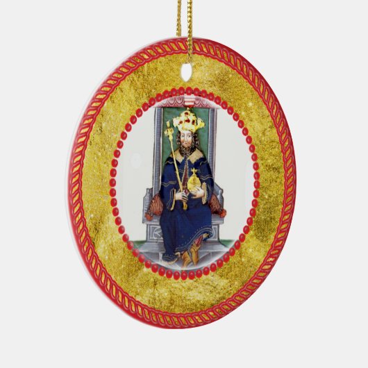 Jesse Tree King en Scepter Keramisch Ornament (Rechts)