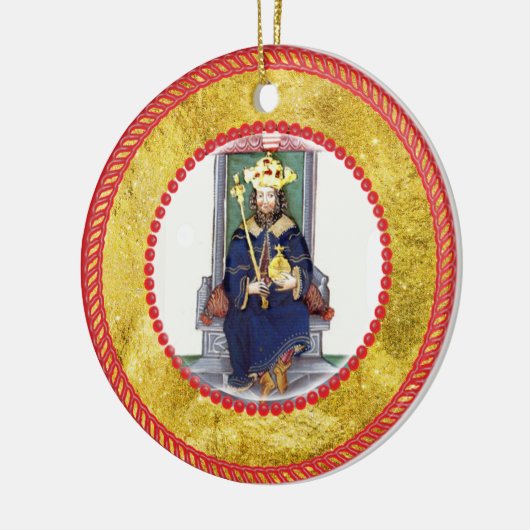 Jesse Tree King en Scepter Keramisch Ornament (Links)