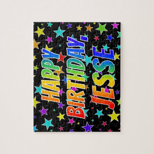 "JESSE" Voornaam, geun "HAPPY BIRTHDAY" Legpuzzel (Verticaal)