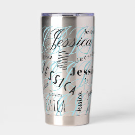 Jessica Aangepaste Naam Blauw Zwart Geïsoleerde Drinkbeker