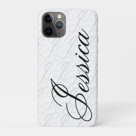 Jessica Aangepaste Naam Elegant Schrift Zwart Wit Case-Mate iPhone Case
