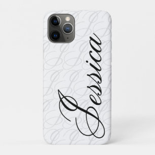 Jessica Aangepaste Naam Elegant Schrift Zwart Wit Case-Mate iPhone Case