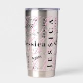 Jessica Aangepaste Naam Zwart Roze Geïsoleerde Drinkbeker (Links)