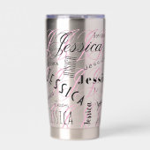Jessica Aangepaste Naam Zwart Roze Geïsoleerde Drinkbeker (Voorkant)
