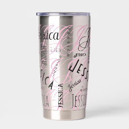 Jessica Aangepaste Naam Zwart Roze Geïsoleerde Drinkbeker