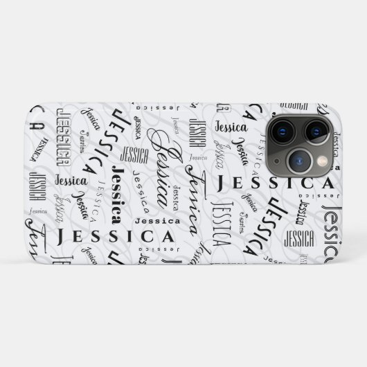 Jessica Aangepaste Naam Zwart Wit Case-Mate iPhone Case (Achterkant (horizontaal))