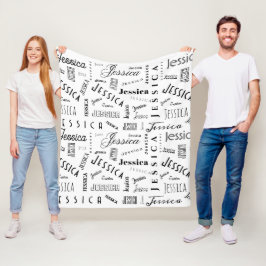 Jessica Aangepaste Naam Zwart Wit Fleece Deken