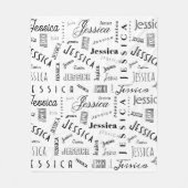 Jessica Aangepaste Naam Zwart Wit Fleece Deken (Voorkant)