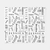 Jessica Aangepaste Naam Zwart Wit Fleece Deken (Voorkant (Horizontaal))