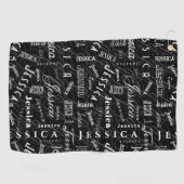 Jessica Aangepaste Naam Zwart Wit Golfhanddoek (Horizontaal)