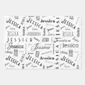 Jessica Aangepaste Naam Zwart Wit Inpakpapier Vel (Voorkant 2)