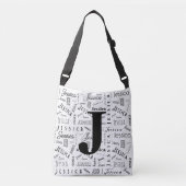 Jessica Aangepaste Naam Zwart Wit Monogram J Crossbody Tas (Voorkant)
