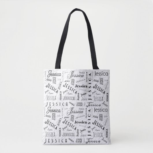 Jessica Aangepaste Naam Zwart Wit Tote Bag (Voorkant)