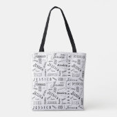 Jessica Aangepaste Naam Zwart Wit Tote Bag (Achterkant)