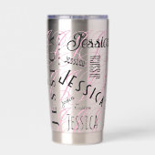 Jessica Custom Name Black Pink Geïsoleerde Drinkbeker (Achterkant)