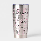 Jessica Custom Name Black Pink Geïsoleerde Drinkbeker (Voorkant)